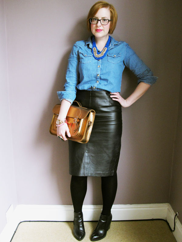 denim leather skirt